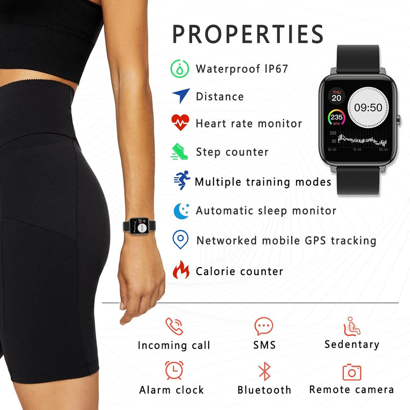 SUPBRO Smartwatch Fitness Armband Tracker 1.4" Voller Touch Screen Wasserdicht IP67 Armbanduhr Smart