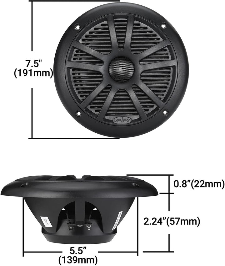 Wasserdicht Bluetooth Marine Stereo Lautsprecher 2 x 6.5 -Empfänger am DAB+ Radio für Streaming Musi