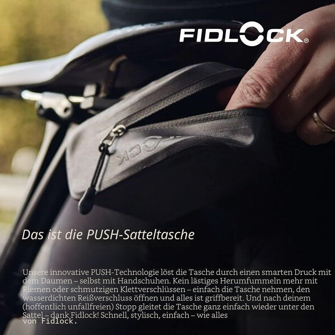 Fidlock 9175 Unisex – Erwachsene Bag 600 + Saddle Base Satteltasche mit Halterung, schwarz, 600ml