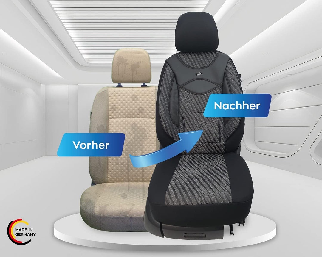 BREMER SITZBEZÜGE Mass Sitzbezüge Schonbezüge für Toyota Verso 3 115 115 - Schwarz/Grau Muster, 115