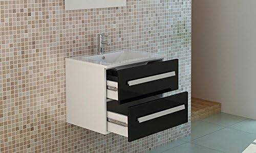 Jet-line Badset Arosa II Waschbecken Waschtisch Badmöbel Soft Close Hochglanz Schwarz, Weiss oder Gr