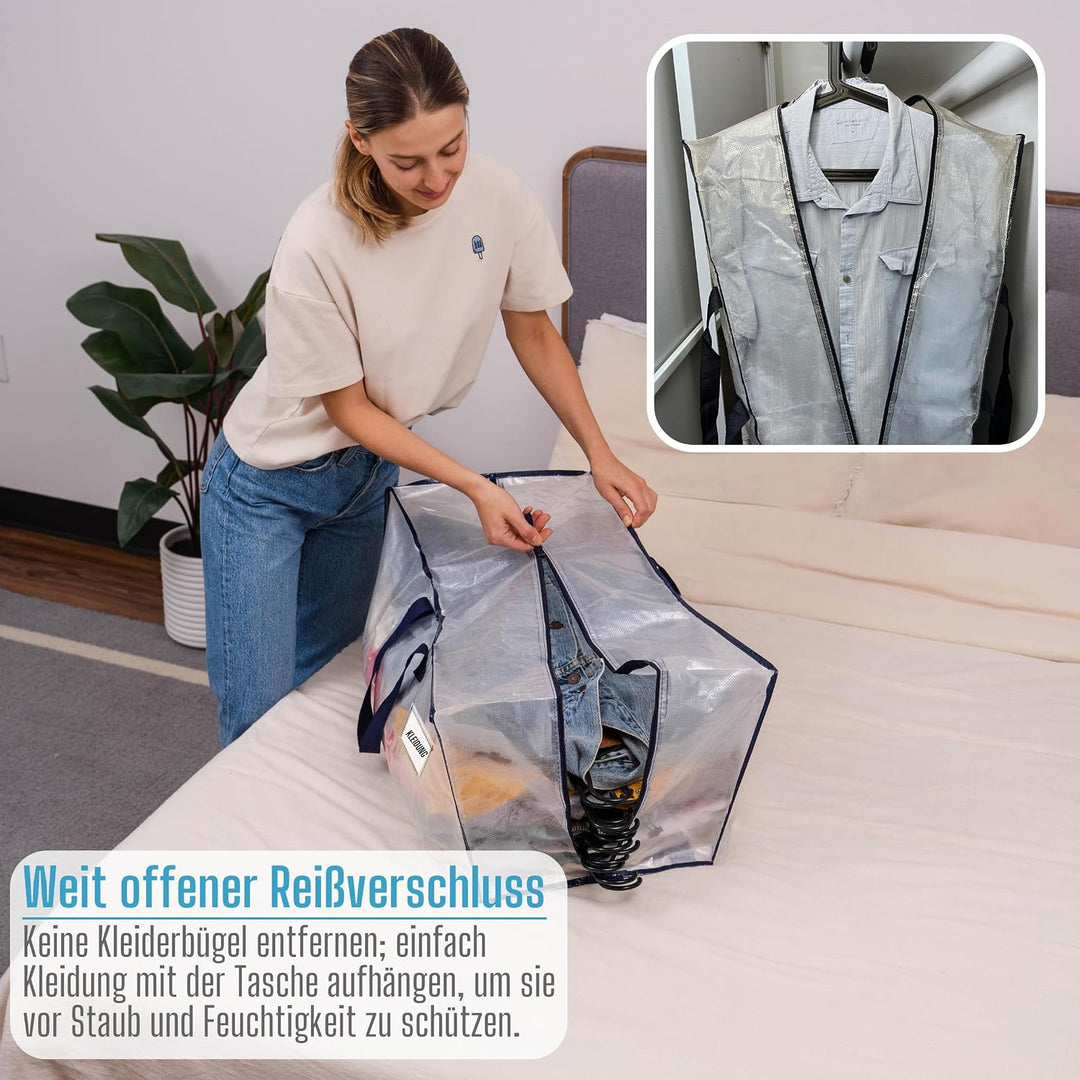 VENO 8-er Pack extra grosse Umzugstaschen mit Rucksackgurten, Umzugshelfer, starke Griffe und Reissv