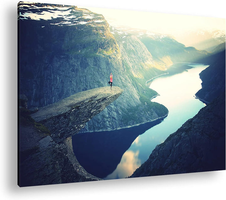 deyoli atemberaubende Aussicht eines Fjords Format: 80x60 als Leinwandbild, Motiv fertig gerahmt auf