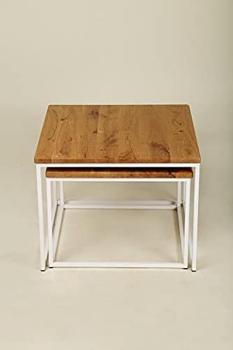 Original BestLoft® 2er-Set Couchtisch Twinsburg aus edler Eiche Industriedesign (Eiche Wild + Gestel