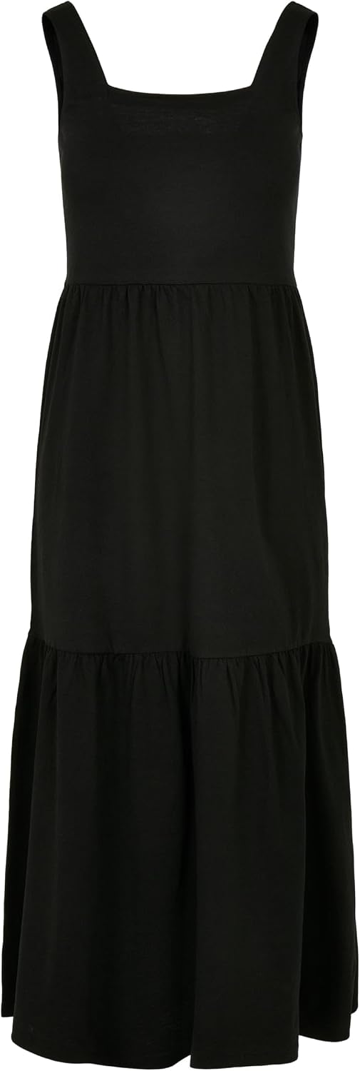Urban Classics Damen Kleid mit breiten Trägern und Volant Einsätzen, Frauen Sommerkleid in 4 Farben