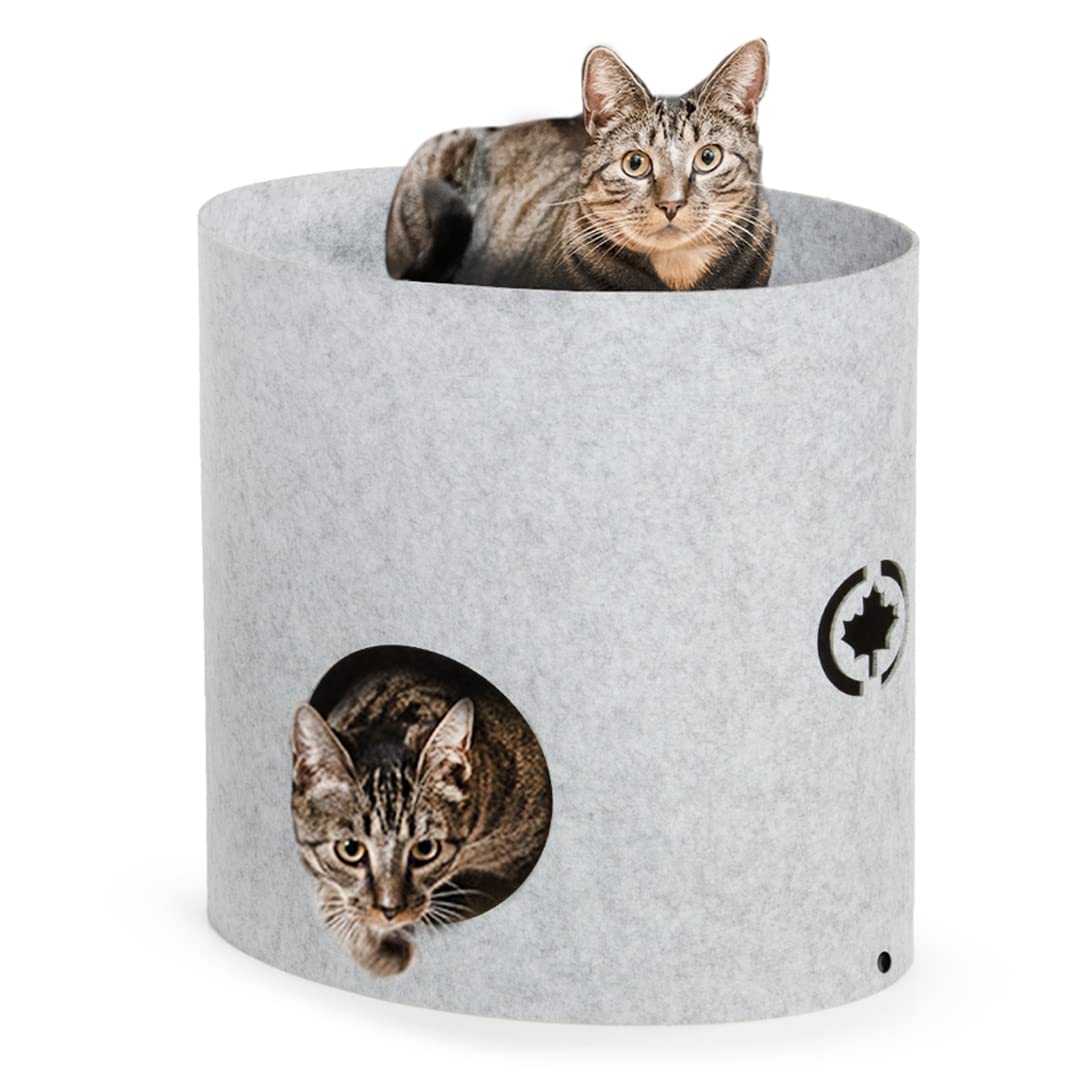 CanadianCat Company | Owen-Tower XL ca. 50cm | Etagen-Filzbett mit Kratzböden für Katzen Hellgrau -