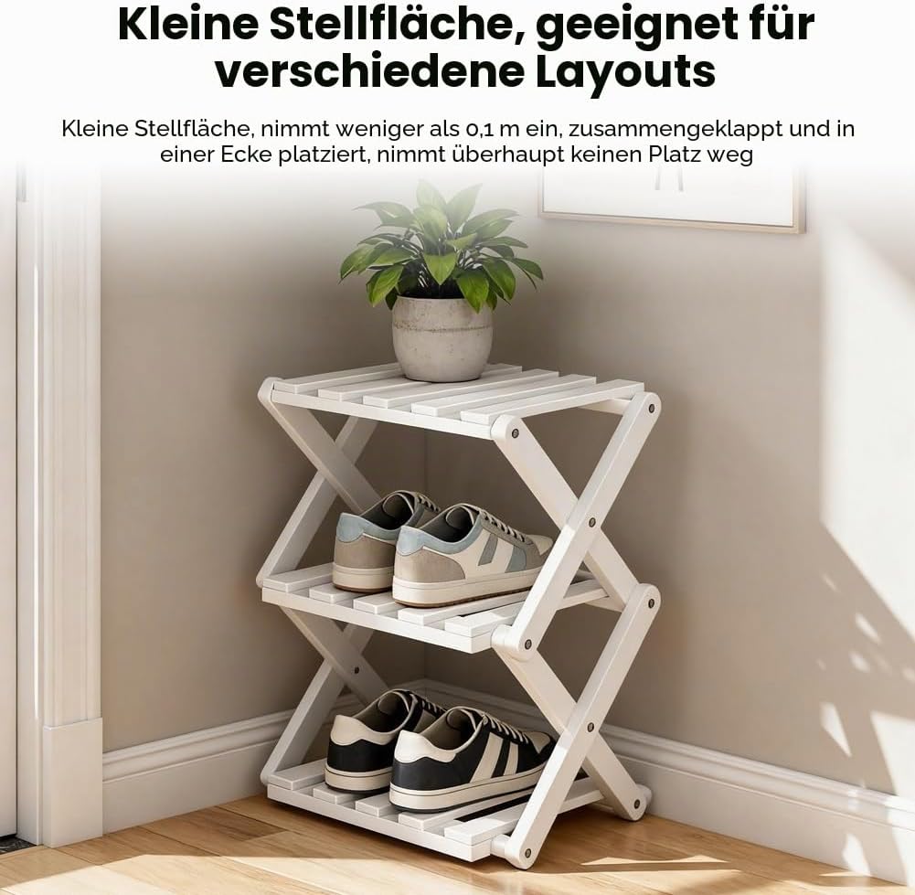 Gohytal Schuhregal Kleines, Faltbar Keine Installation, Freistehendes Mini Schuhregal für Camping, F
