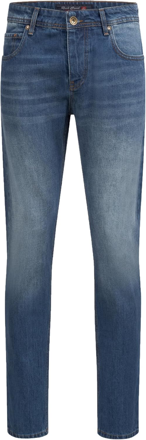 Rock Creek Herren Jeans Hose Denim Blau Straight-Cut Gerades Bein RC-2091 29W / 32L Blau - Rc-3120,
