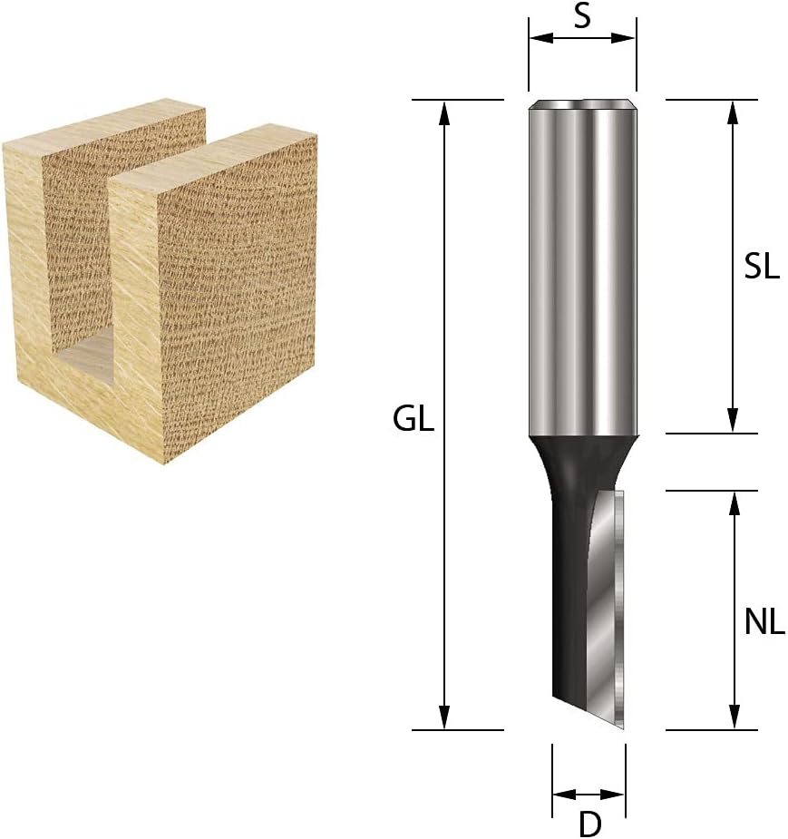ENT 10080 Nutfräser HW, Schaft (S) 12 mm, Durchmesser (D) 3 mm, NL 8 mm, Z1, SL 40 mm, GL 59 mm D=3