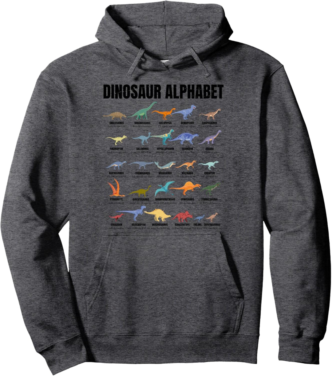 Dinosaur Alphabet - Types Of Dinosaurs - Dino Identification Pullover Hoodie