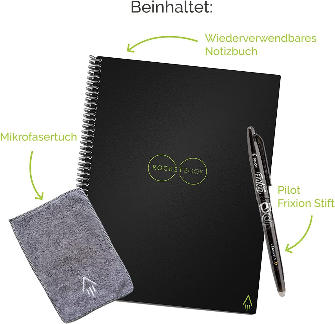 Rocketbook Fusion Reusable Digital Notebook - Smart Notepad A4 Blue, 7 Styles, To Do List, Daily Bul