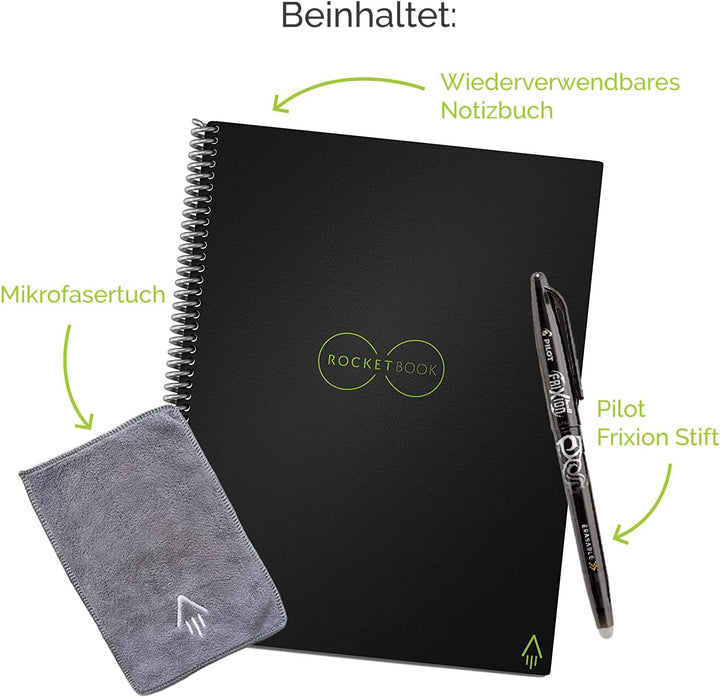 Rocketbook Fusion Reusable Digital Notebook - Smart Notepad A4 Blue, 7 Styles, To Do List, Daily Bul