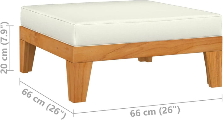 Tidyard Modular Fusshocker mit Kissen Gartensofa Einzelsofa Loungesofa Gartenmöbel Akazie Massivholz