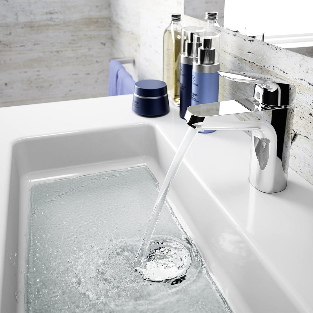 Ideal Standard B1713AA Ceraflex Waschtischarmatur Grande mit Zugknopf-Ablaufgarnitur mit Ablaufgarni