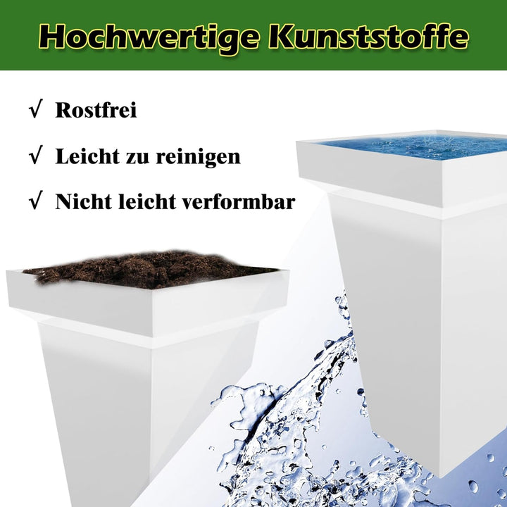 Lhysn Blumenständer, 3-stöckig, Metall-Pflanzenständer mit 12 Kunststoff-Blumeneimern, beweglicher,