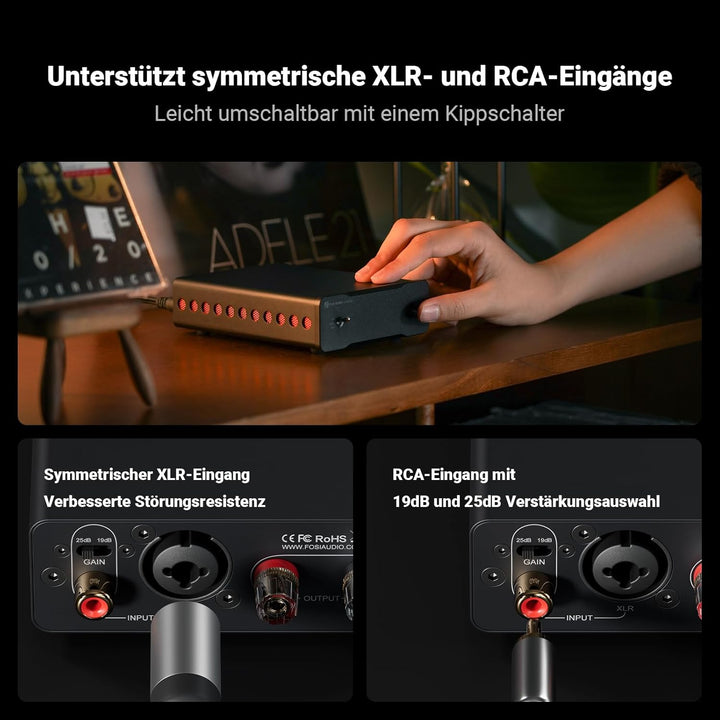 Fosi Audio V3 Mono Leistungsverstärker für passive Lautsprecher, Mini Monoblock Class D Verstärker m