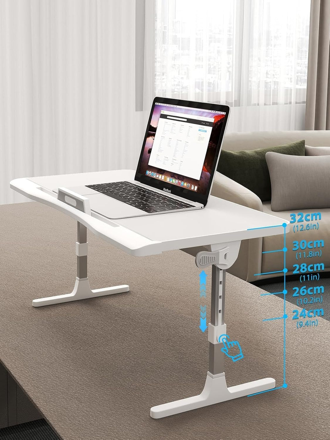 Höhenverstellbarer Laptoptisch – Winkelverstellbarer Lapdesk bis 17 Zoll, Stabiler Betttisch mit Mau