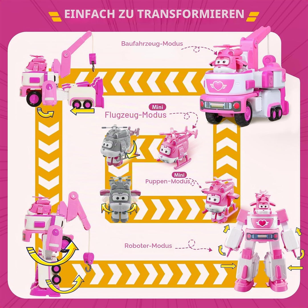 Super Wings EU720314 - Transformations-Fahrzeug Dizzy Rescue Tow, ca. 14,5 cm grosse Spiel-Figur für