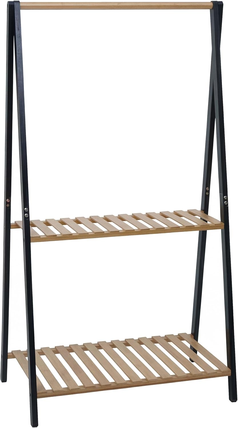 Mendler Bambus Pflanzenregal HWC-Q32, Blumentreppe Pflanzentreppe Badregal, Stange 2 Ablagen 130x70x