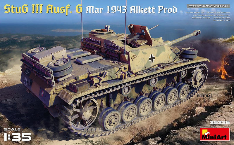 Mini Art 35336 1:35 Dt. StuG III AUSF.G März 43 (A)-originalgetreue Nachbildung, Modellbau, Plastik