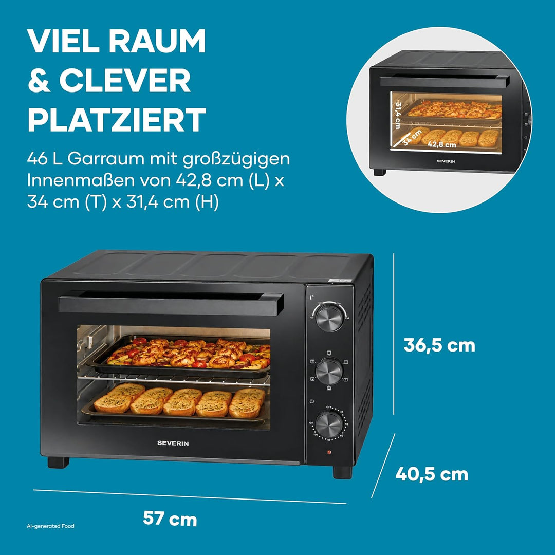 Severin Back- und Toastofen mit Umluftfunktion, inkl. Drehspiess für Fleisch, vielseitiger Heissluft