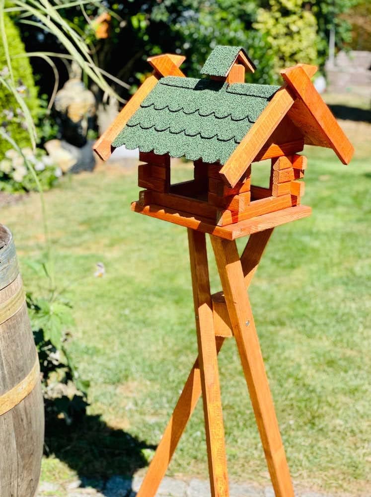 Rechteckiges Vogelhaus M - XL wetterfest aus Holz Vogel Futterstelle Haus mit und ohne Ständer (Grös