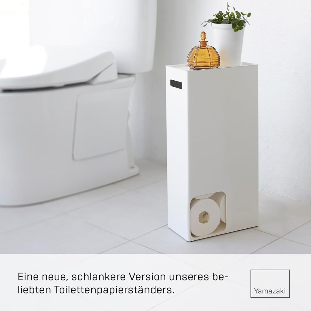 YAMAZAKI 'Tower' 3455 Toilettenpapierspender, Stahl, Weiss, 8 Rollen, Klopapier Aufbewahrung, Toilet