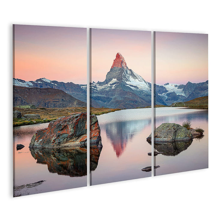 islandburner Bild auf Leinwand Matterhorn Schweizer Alpen Landschaft Bilder Wandbilder Poster Leinwa