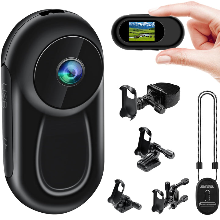 TANGMI Mini Kamera Action, Magnetische Halterung Mini Action Cam Bodycam, Integrierter Bildschirm Ac