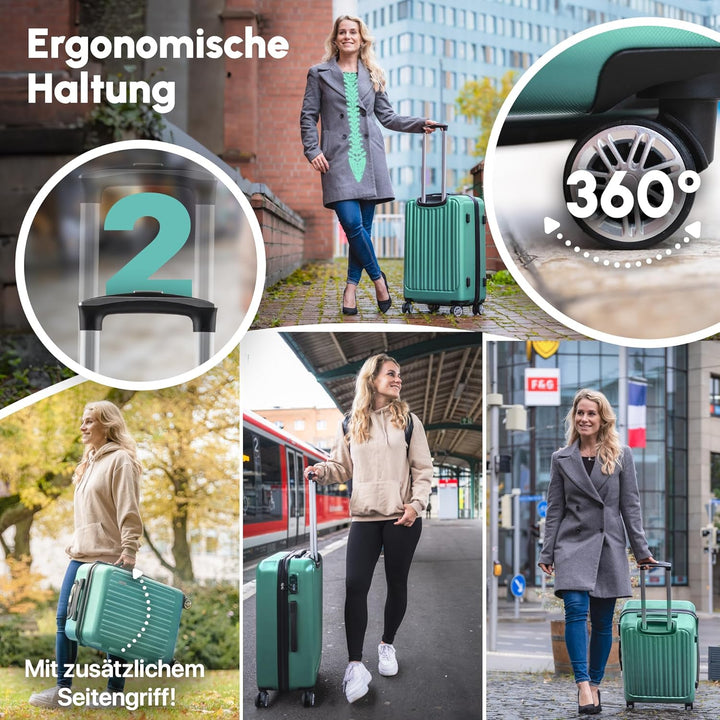 ABS Hartschalenkoffer - Ergonomisch & Sicher - Trolley Koffer Set 3-teilig mit 360° Rädern, Zahlen-S