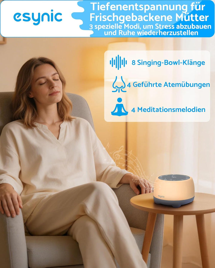 eSynic White Noise Machine Baby Weisses Rauschen Einschlafhilfe Sound Machine mit 38 Klänge Tibetan