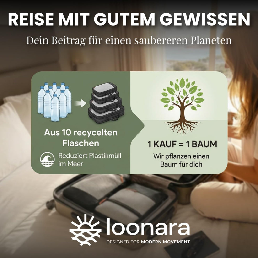 Loonara Travel Packing Cubes Compression Set - 100% mehr Platz - Packwürfel Koffer Organizer Set Kom