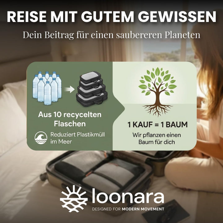 Loonara Travel Packing Cubes Compression Set - 100% mehr Platz - Packwürfel Koffer Organizer Set Kom