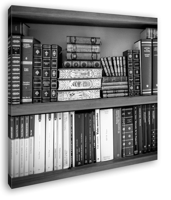 deyoli Klassisches Bücherregal Format: 70x70 Effekt: Schwarz&Weiss als Leinwandbild, Motiv auf Echth