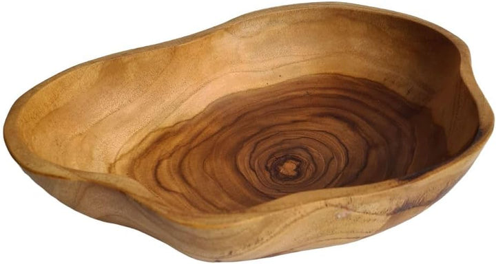 Windalf Natur Teakholzschale CLOUDY 27 cm Rustikale Obstschale Salatschale Handarbeit Holz