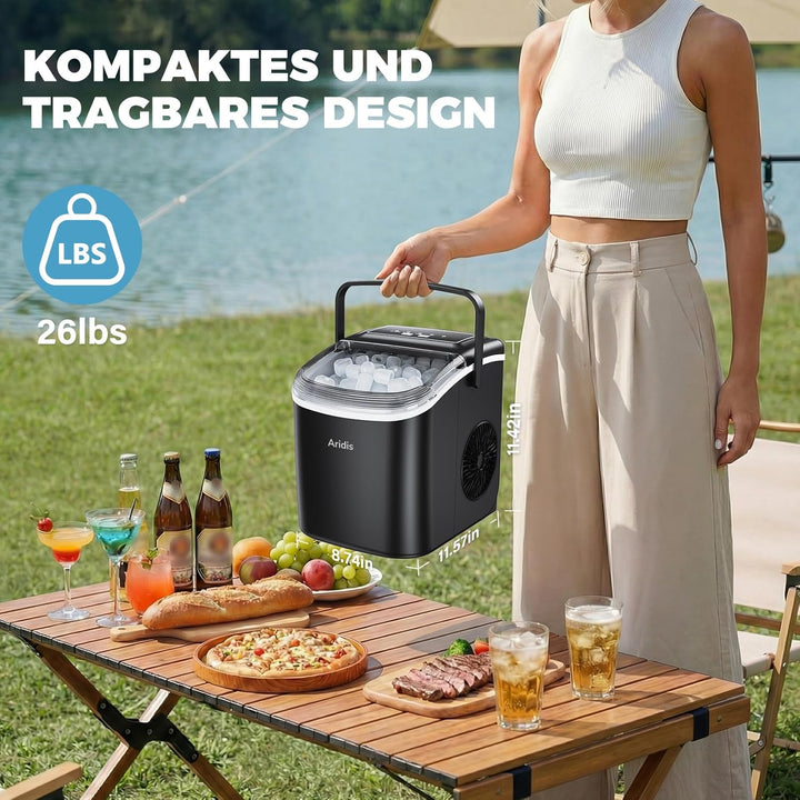 Eiswürfelmaschine Kleine 9 Eiswürfel in 6 Min,12kg/Tag - Selbstreinigende Eiswürfelmaschine, 2 Eiswü
