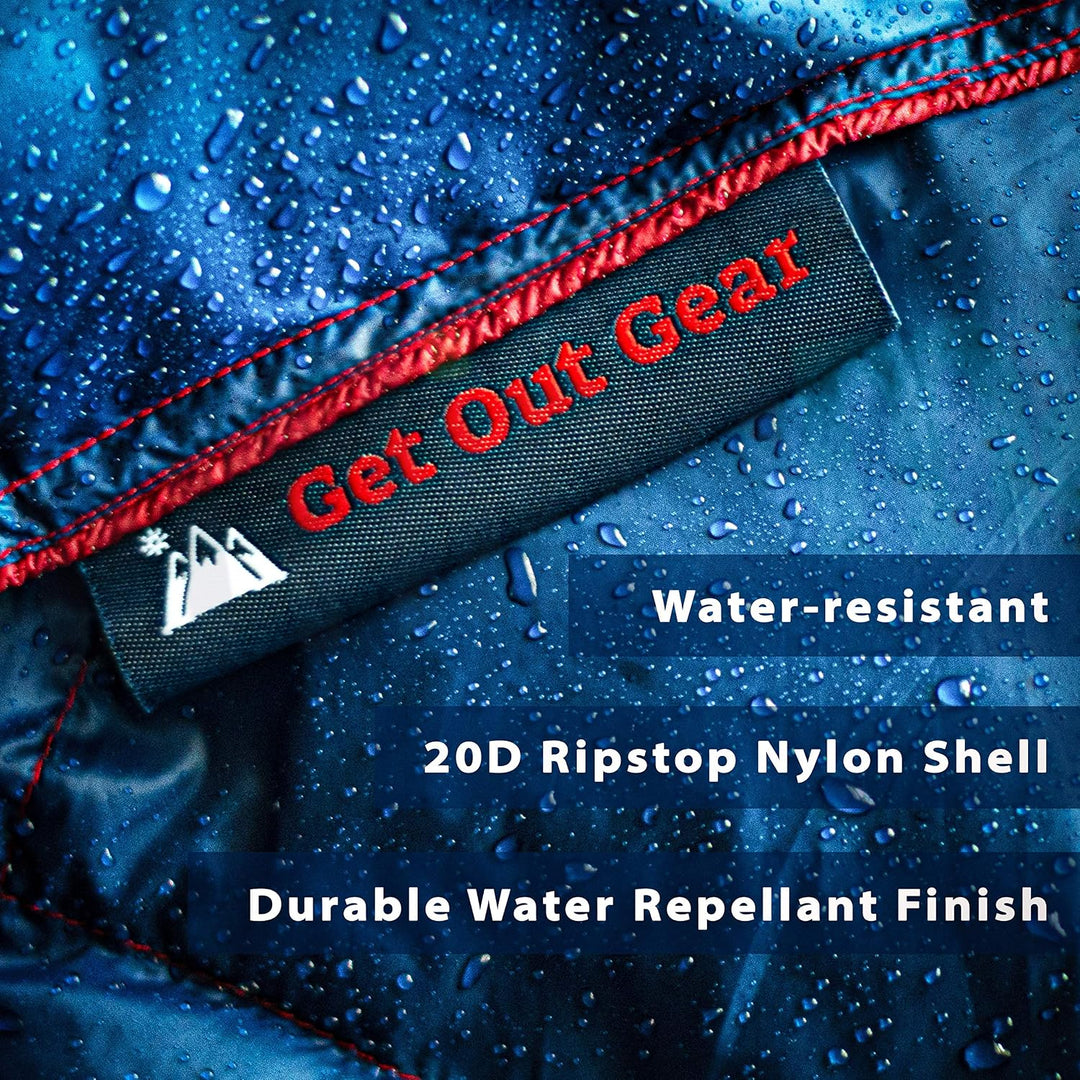 Get Out Gear Doppelt bauschige Campingdecke, extra bauschig, verstaubar, leicht und warm, ideal für