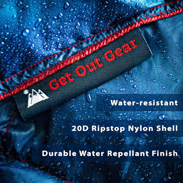 Get Out Gear Doppelt bauschige Campingdecke, extra bauschig, verstaubar, leicht und warm, ideal für