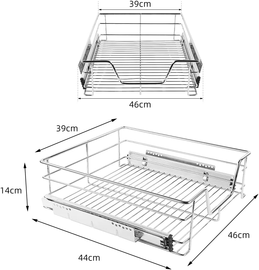 2 x Teleskopschublade Teleskop Schublade 50cm für die Küchenunterschränke, 2 Einbauschublade mit Sch