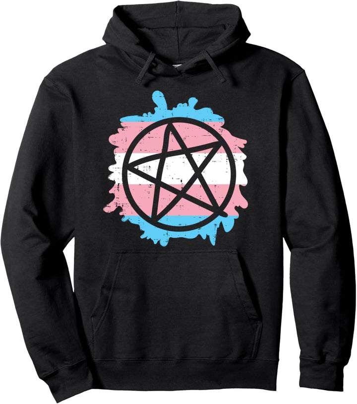 Pentagram Transgender Trans Pride Flag Transsexual Wicca Pullover Hoodie