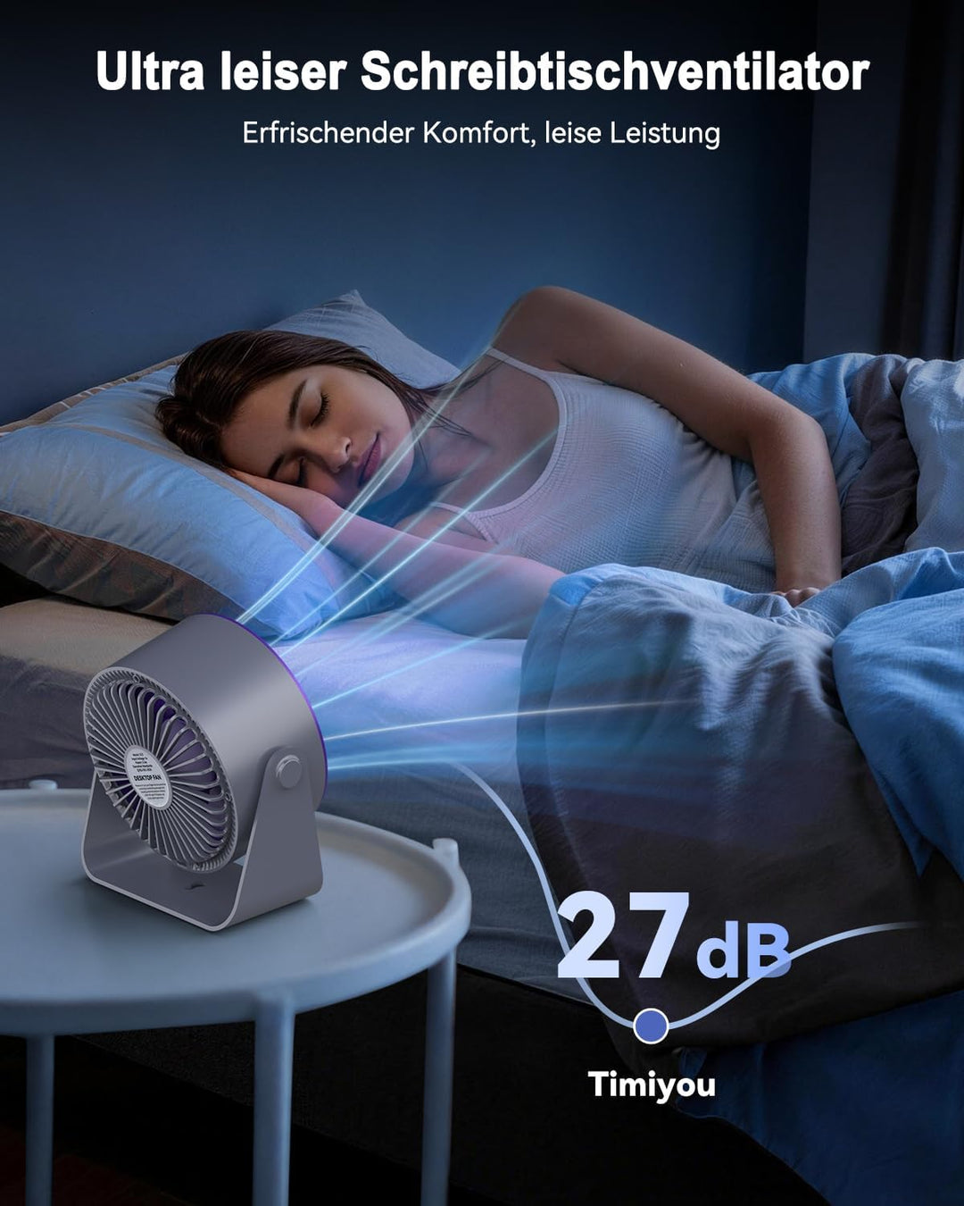 Timiyou Leiser Turbo Tischventilator mit Digitalem LED-Display, 100-stufig einstellbar & 360° neigba