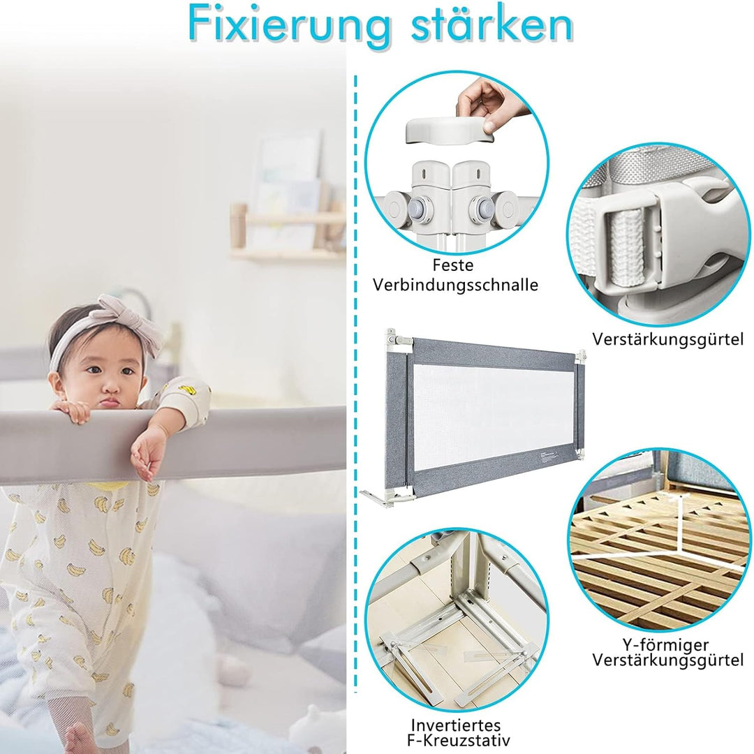 150cm Bettgitter Rausfallschutz Bettgitter Bettschutzgitter Kinderbettgitter Sicherheitsschutz für K