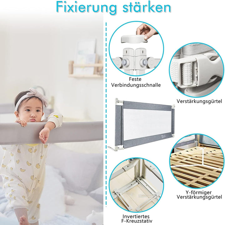 150cm Bettgitter Rausfallschutz Bettgitter Bettschutzgitter Kinderbettgitter Sicherheitsschutz für K