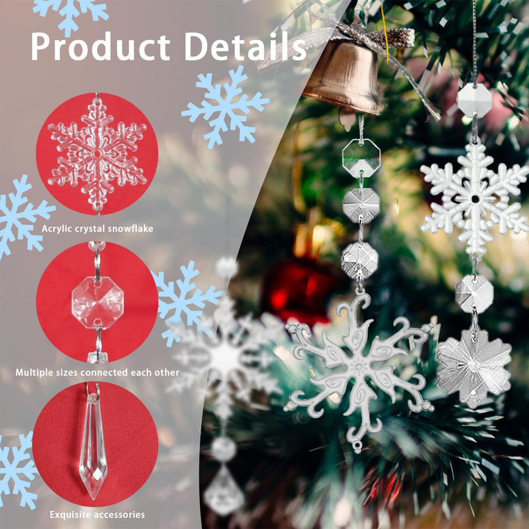Weihnachtsbaumschmuck- Acryl Eiszapfen Schneeflocke Eistropfen Anhänger-16 Stück Weihnachtsbaumschmu