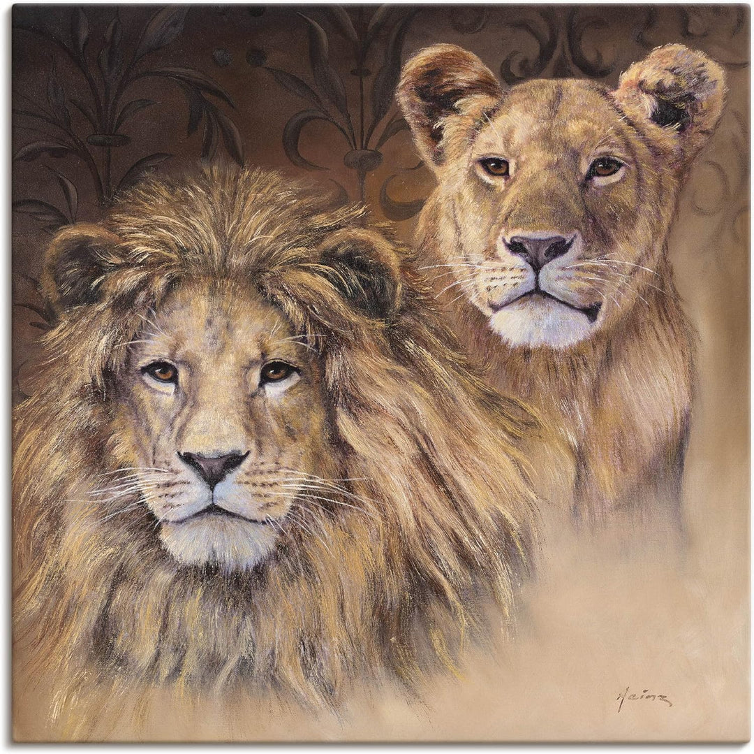 ARTland Leinwandbilder Wandbild Bild auf Leinwand 50 x 50 cm Tiere Wildtiere Raubkatze Malerei Braun