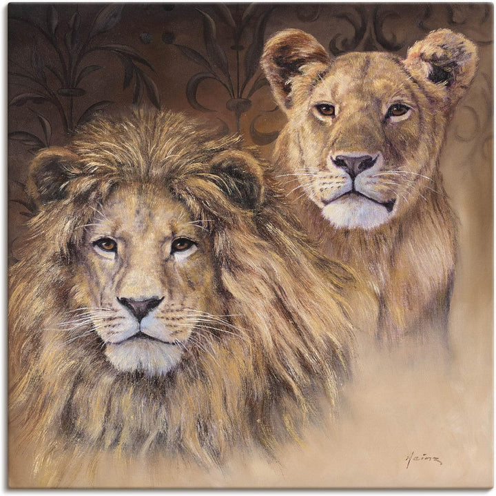 ARTland Leinwandbilder Wandbild Bild auf Leinwand 50 x 50 cm Tiere Wildtiere Raubkatze Malerei Braun