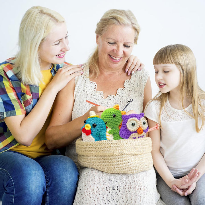 UXORSN Tiere Häkelset für Anfänger 6 Stück Tierfreunde Häkel Set für Erwachsene Häckeln Stricken DIY