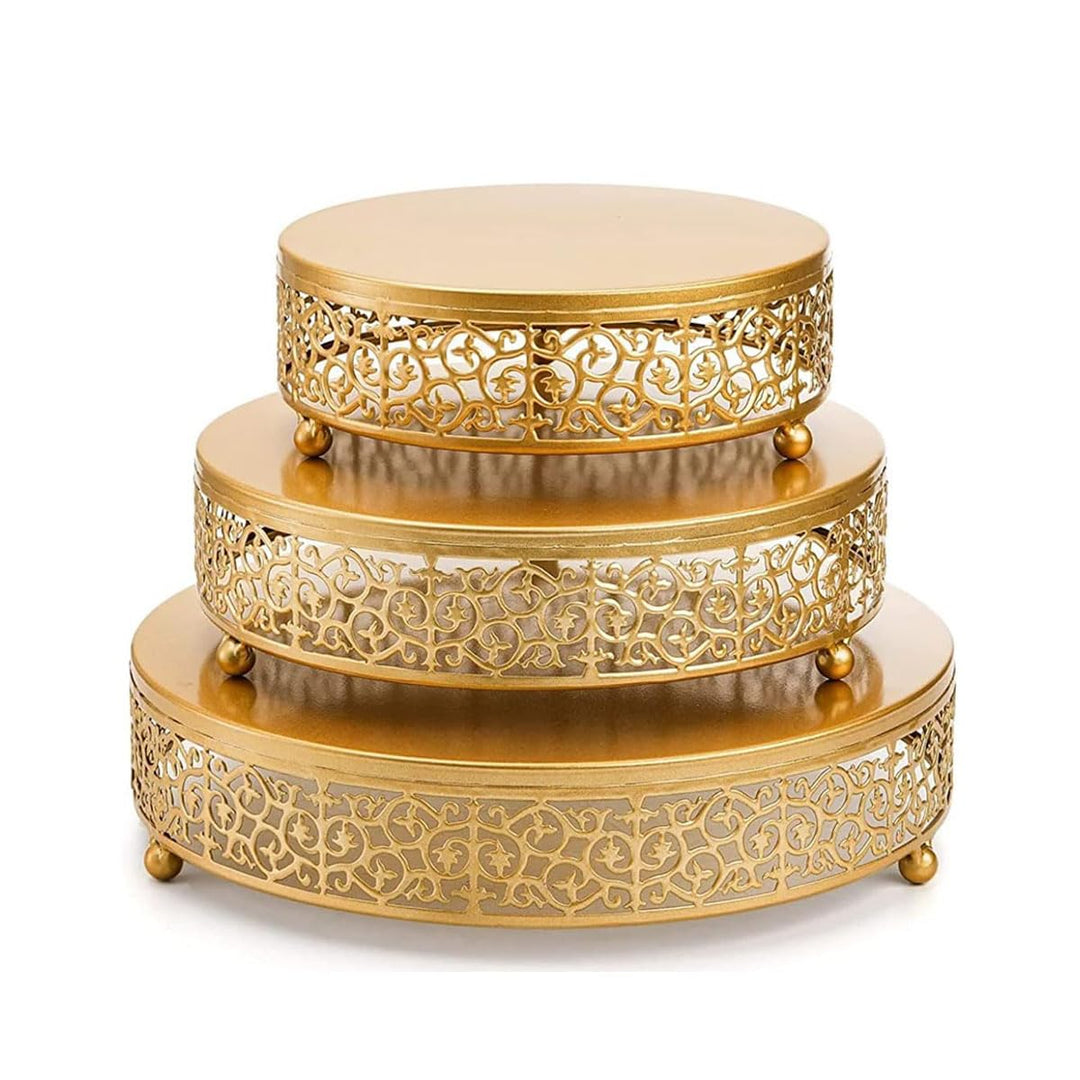3Pcs Tortenständer, Goldener runder Metall Kuchenständer Cupcake Halter für Partys, Keks Dessert Tel
