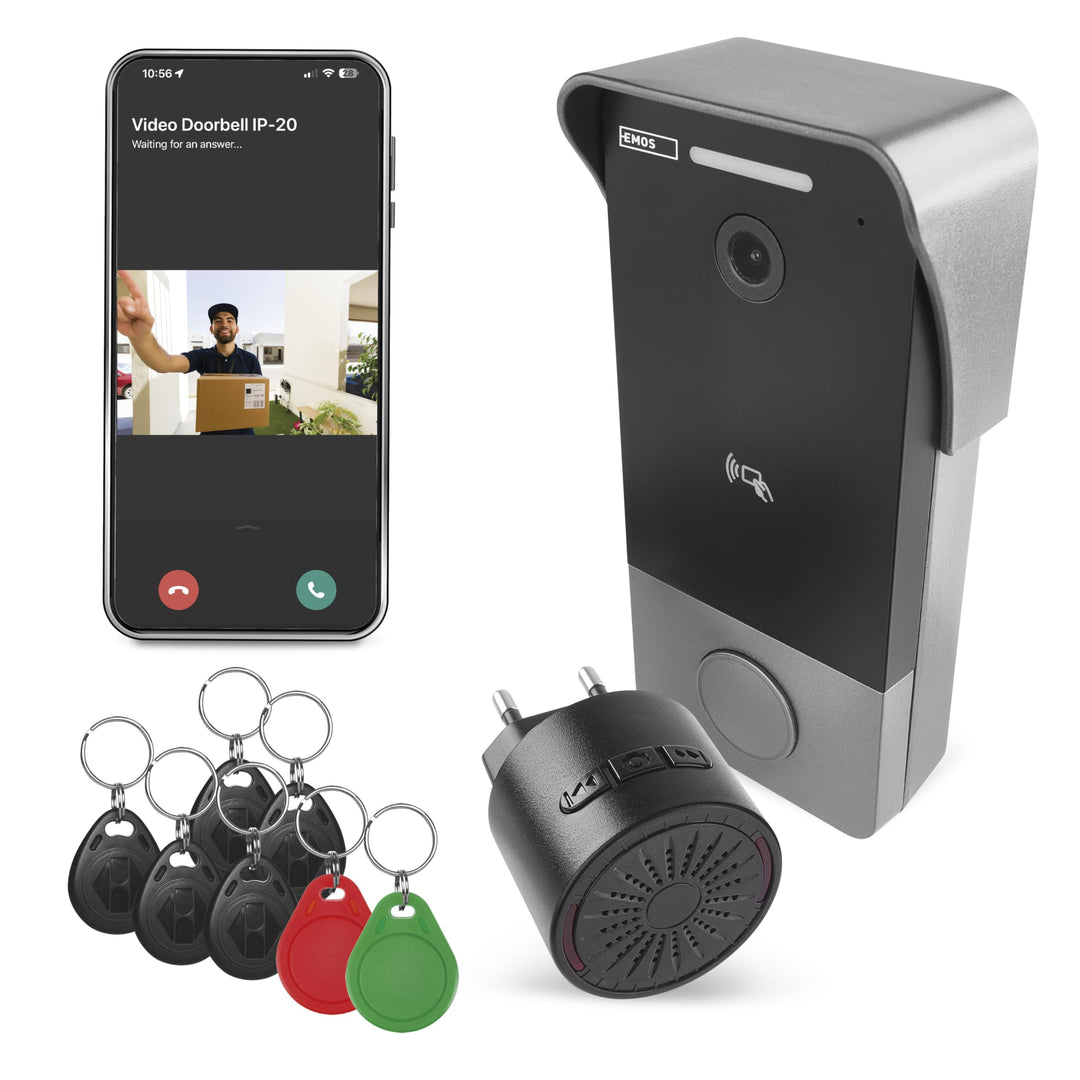 EMOS GoSmart Video-Türklingel mit App - 1-Draht Ethernet Verbindung - wasserfeste Smart Home Videokl