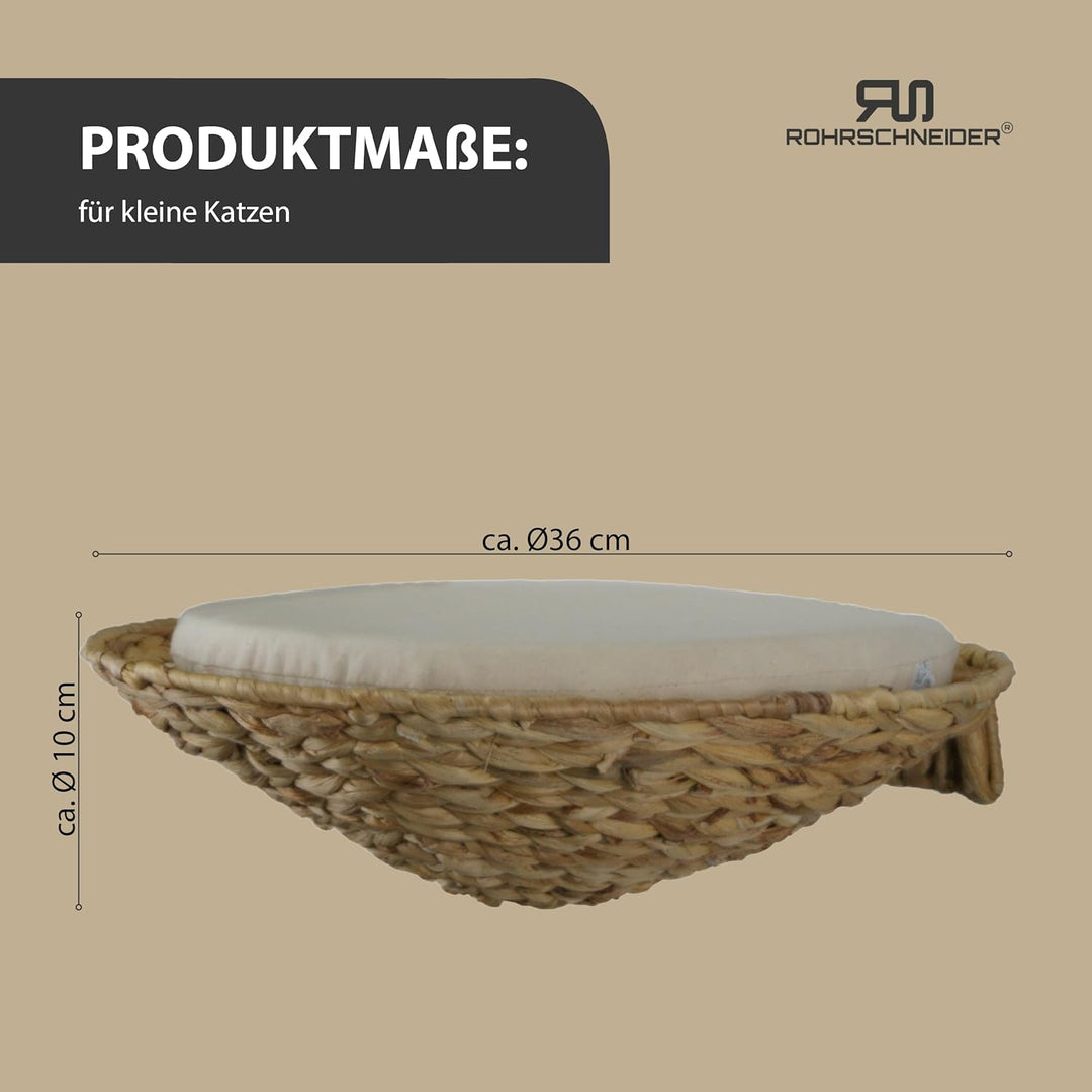 Rohrschneider runde Katzenmulde Katze Wandmontage | Katzenbett und Wandliege aus Wasserhyazinthe | G